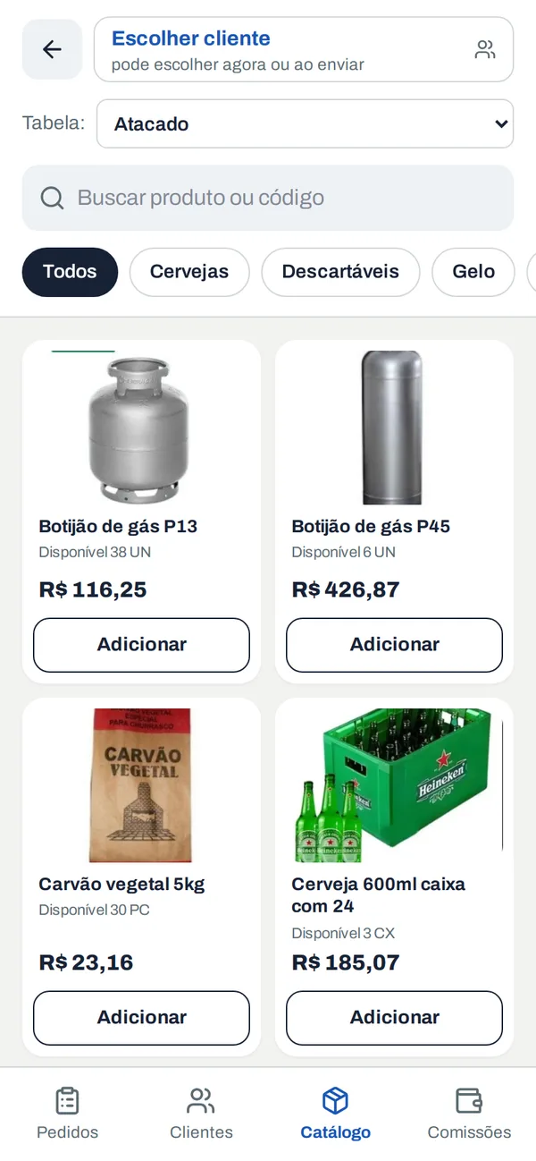 App de pedidos: catálogo com fotos